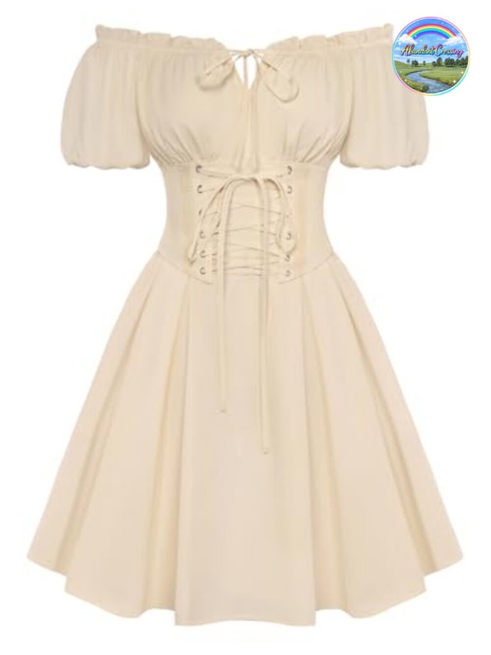 Renaissance Corset Mini Dress Off Shoulder Lace Up Smocked Back Fairy Costume